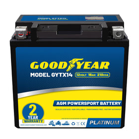 Goodyear GYTX14 front view showing compact maintenance-free design and ready-to-install benefit