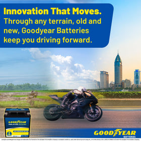 Goodyear GYTX30L fitted inside a snowmobile illustrating cold-weather ignition reliability