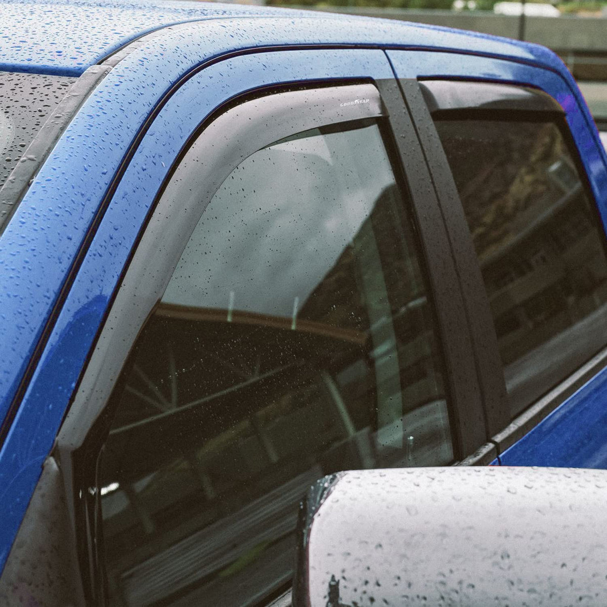 Goodyear side profile emphasizing in-channel fit and sleek factory appearance