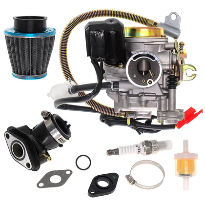 GOOFOUND carburetor front view showing ports and mounting for reliable fit
