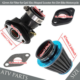 GOOFOUND carburetor next to ruler showing dimensions for accurate compatibility check