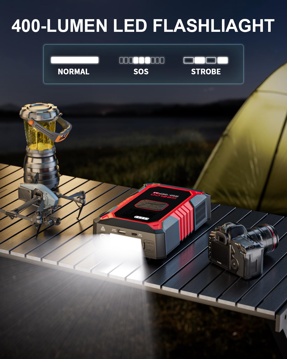 GOOLOO A3 held in hand for size and scale, illustrates portable compact design