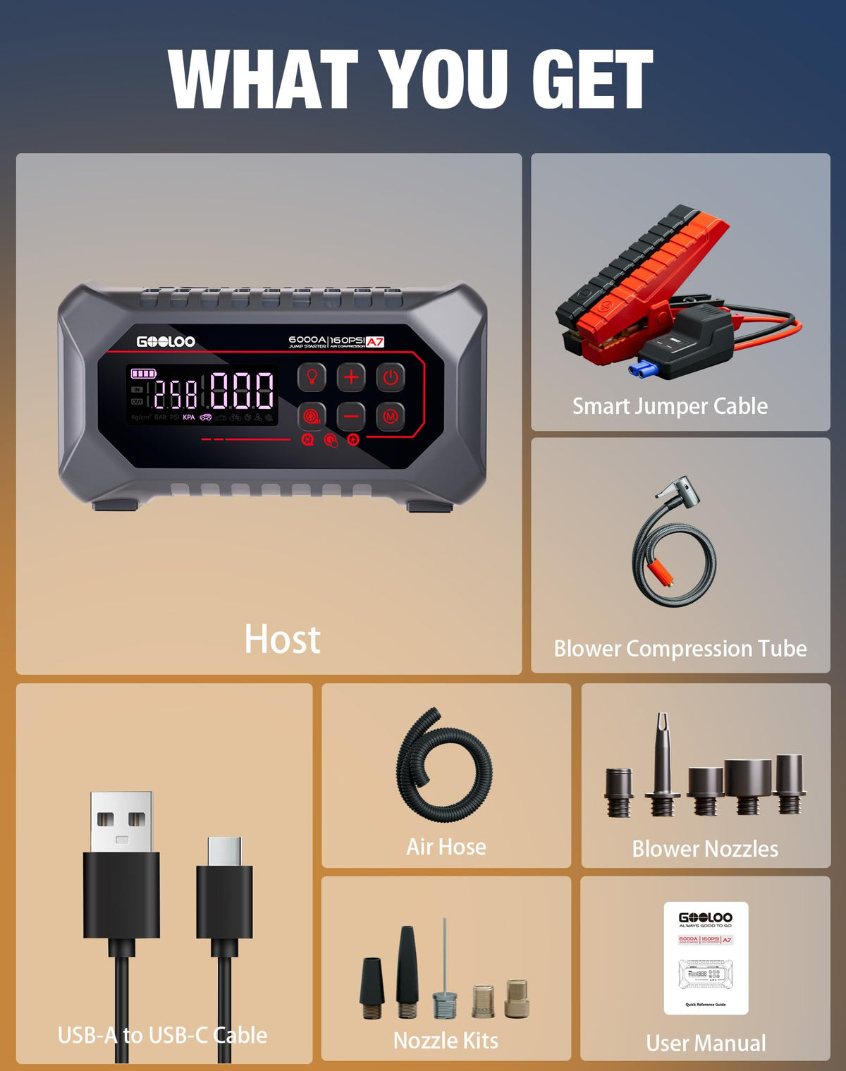 GOOLOO A7 held in one hand for scale to illustrate portable power advantage