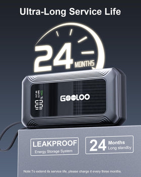 GOOLOO G7 graphic indicating operation across wide temperature range for reliability