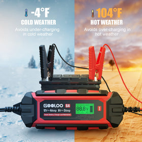 GOOLOO S4 charging a lawn mower battery for seasonal readiness