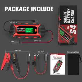 GOOLOO S4 retail packaging and manual illustrating out-of-box readiness
