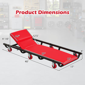 Goplus creeper underside with six swivel casters visible, enables smooth mobility
