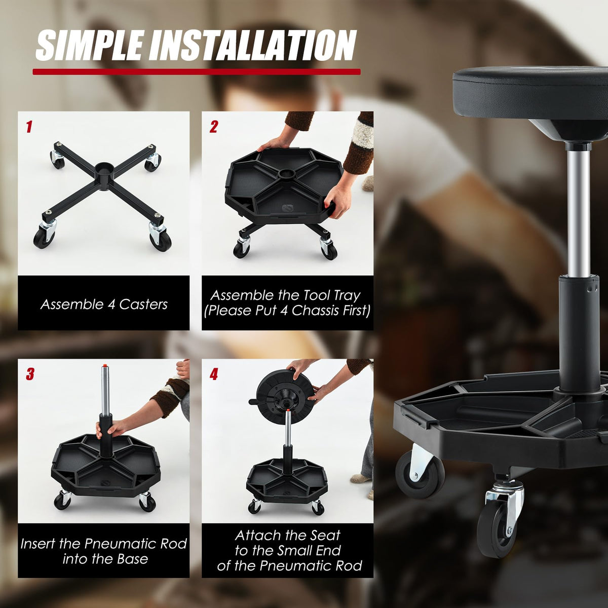 Goplus side profile with 360-degree rotatable seat aiding reach