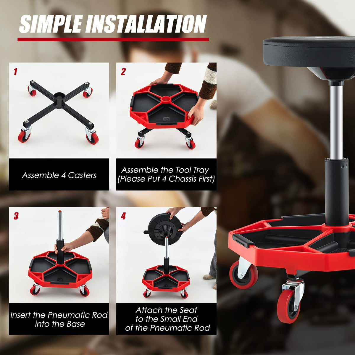 Goplus pneumatic height adjustment lever showing 16 to 22 inch range