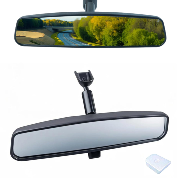 gopupu front view of 10.5 inch mirror showing wide rear coverage and improved visibility
