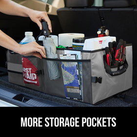 GORILLA GRIP exterior mesh pockets holding bottles and small items for quick reach