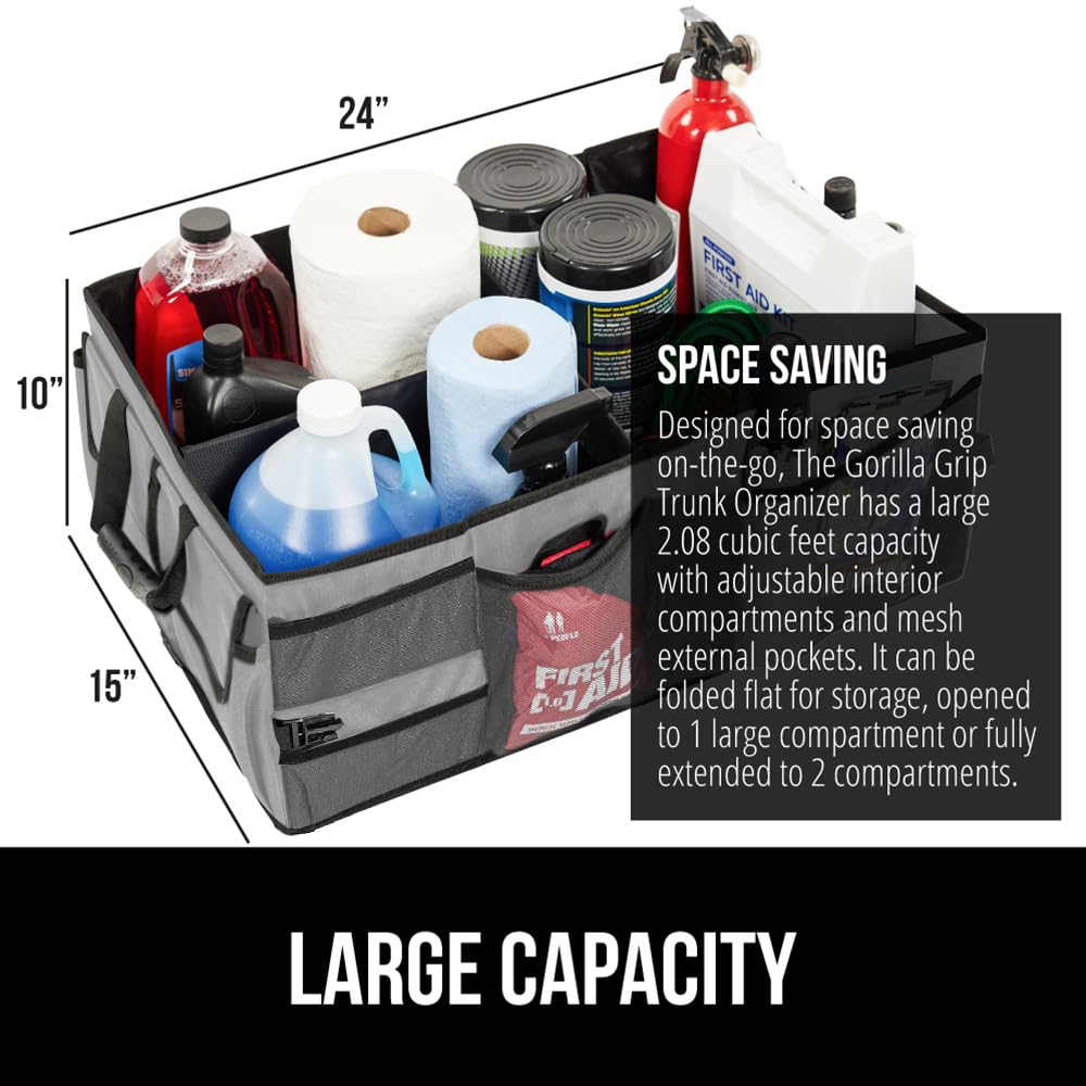 GORILLA GRIP open interior compartments demonstrating flexible organization