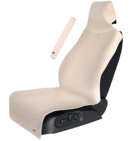 Gorla front view beige seat cover shows full coverage and clean look