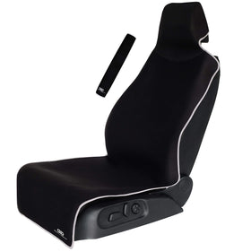 Gorla Gear front view of black seat cover showing fit and finish, protects interior