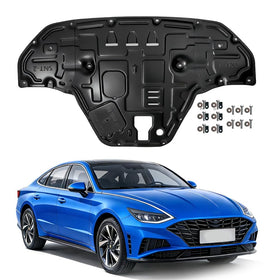 Gorzizen front view of installed engine splash shield protecting underside