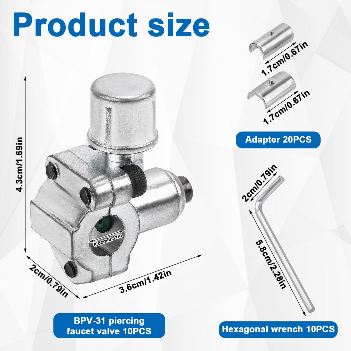 Gosknor close-up of piercing valve showing zinc alloy finish and corrosion resistance benefit