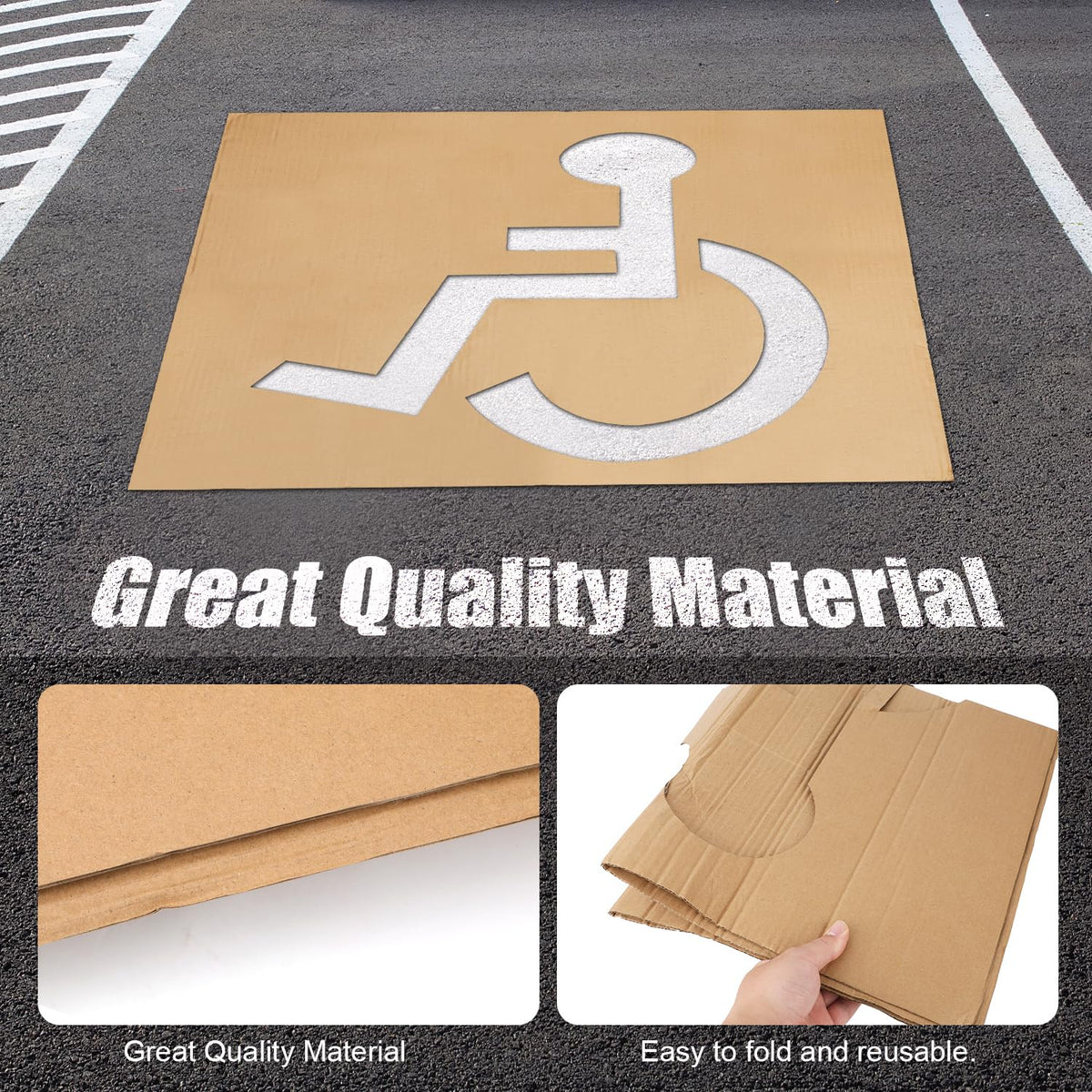 Gosknor stencil placed on asphalt demonstrating precise layout for visible parking signs