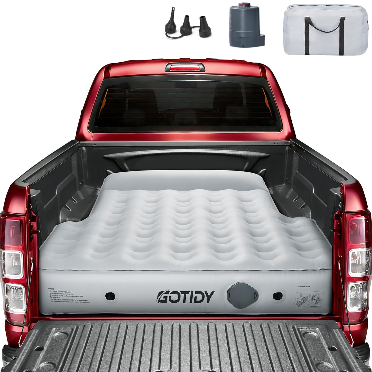 GOTIDY front packed view showing mattress in travel bag for easy transport