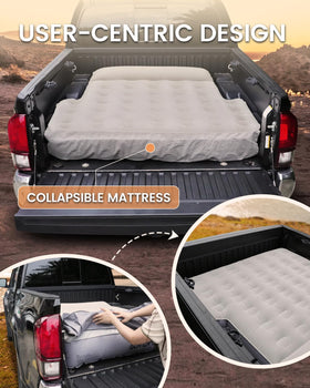 GOTIDY mattress used at campsite — converts truck to comfortable sleeping area