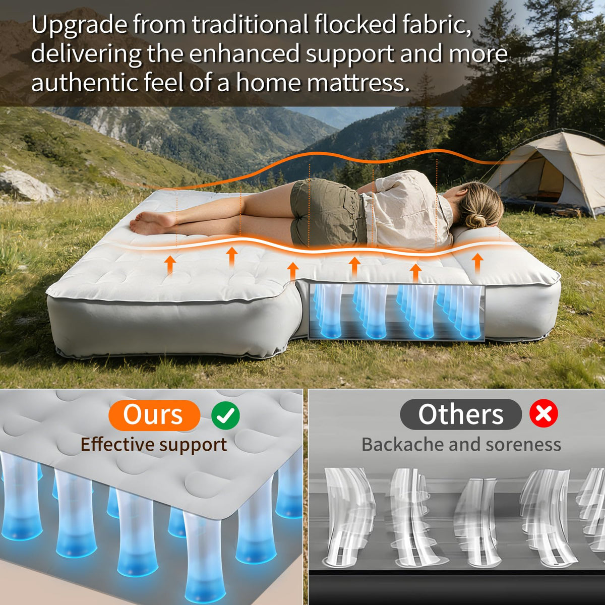 GOTIDY mattress next to ruler and truck tailgate showing size fit for mid-size beds