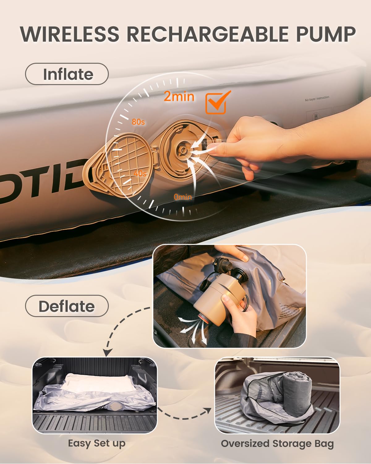 GOTIDY tailgate extension seam close-up — expands bed space for comfort