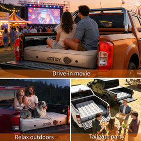 GOTIDY mattress in truck bed during camping trip for comfortable outdoor rest