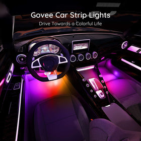 Govee installed in car footwell creating ambient interior lighting