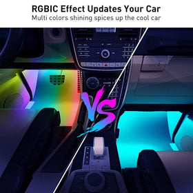 Govee closeup of LED strips showing RGBIC segments and vibrant colors