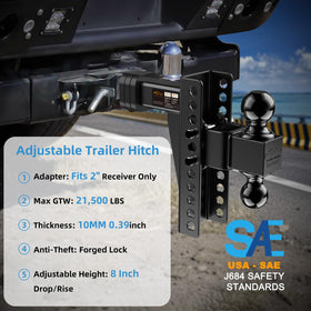 Govlvet close-up of dual 2" and 2-5/16" balls highlighting towing versatility