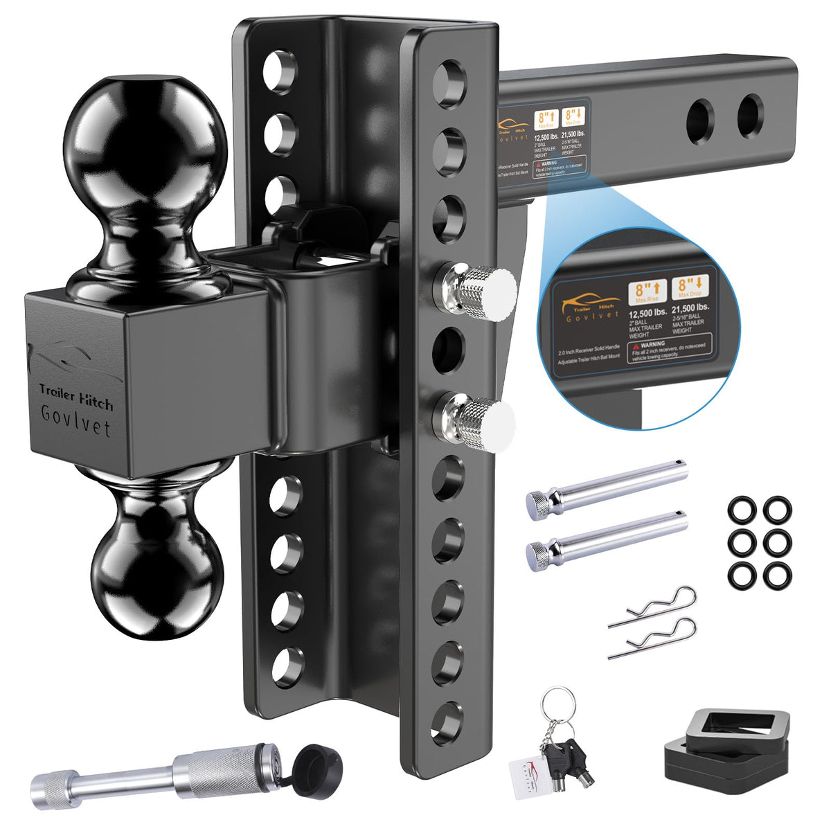 Govlvet front view hitch showing robust profile and easy installation benefit