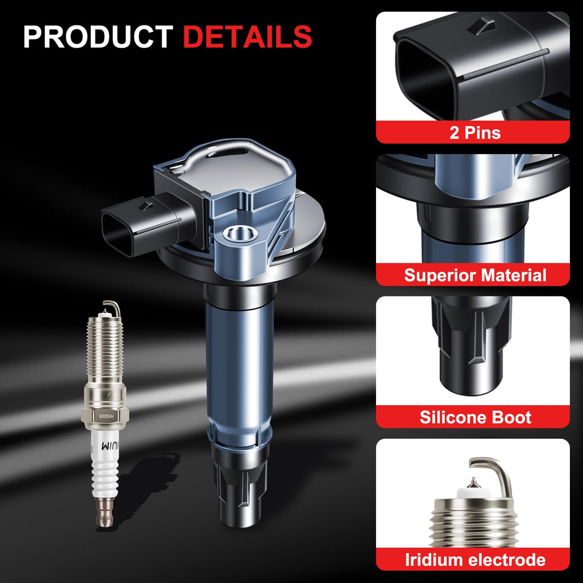 GPMMWPG iridium spark plug tip detail showing durable electrode for longevity