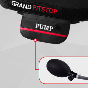 GRAND PITSTOP cushion secured with straps under seat for stable fit