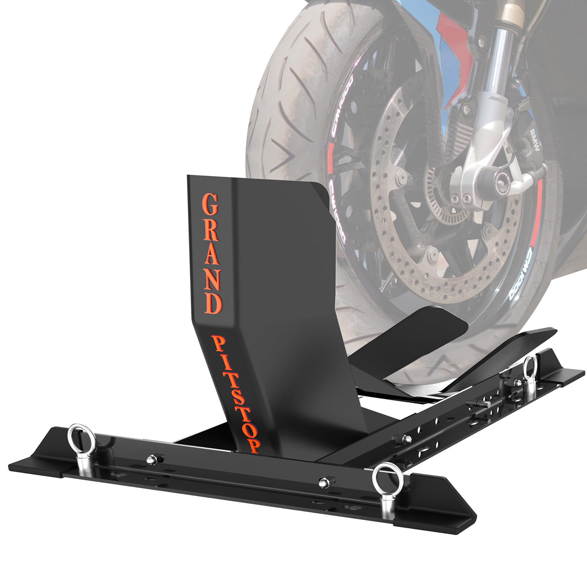 grand pitstop front view of chock showing stable cradle and secure hold