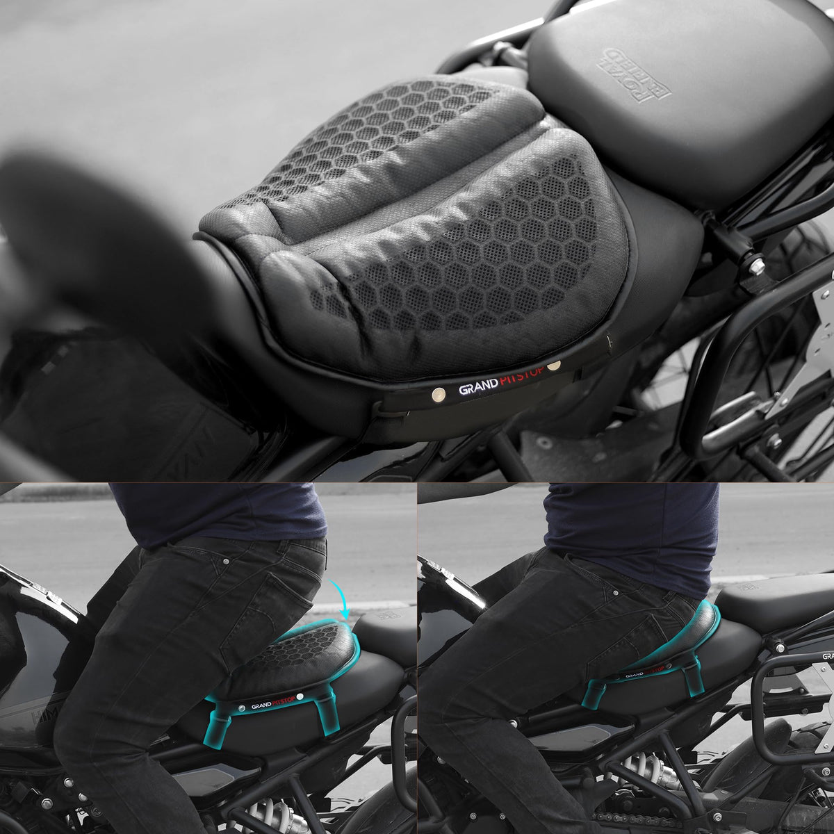 GRAND PITSTOP lifestyle image on open road demonstrating rider comfort