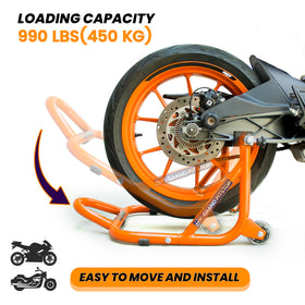 GRAND PITSTOP rear stand side profile showing L-shape spool cradle and secure lift