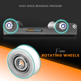 GRAND PITSTOP wheel spinning while chain lubrication is applied for easier service