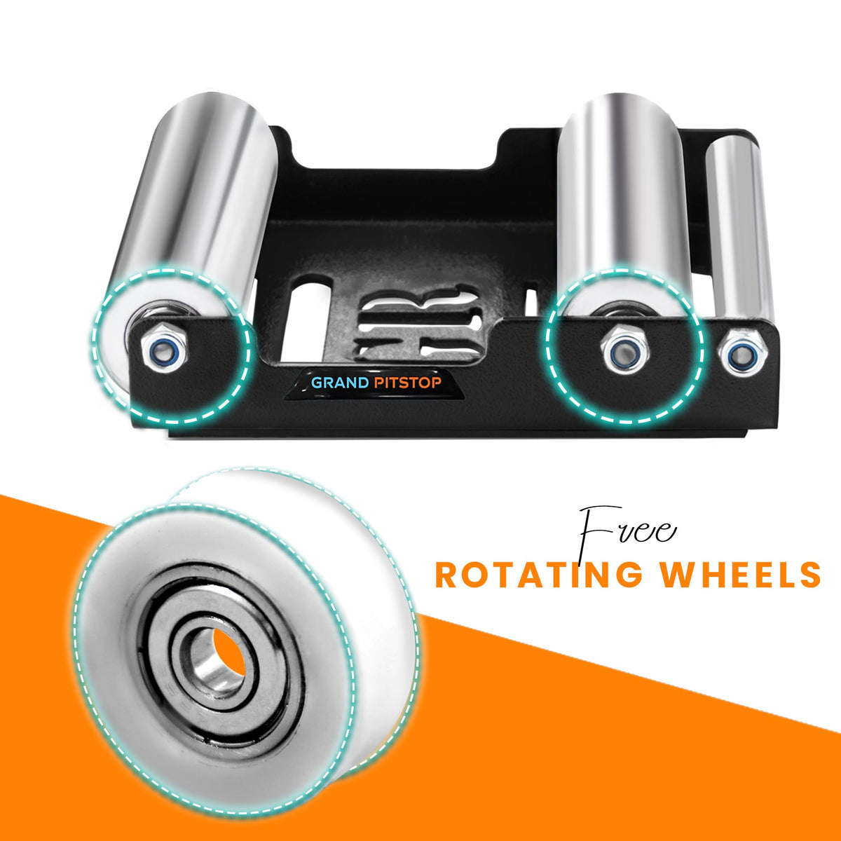 GRAND PITSTOP roller in use with rider cleaning chain for faster maintenance