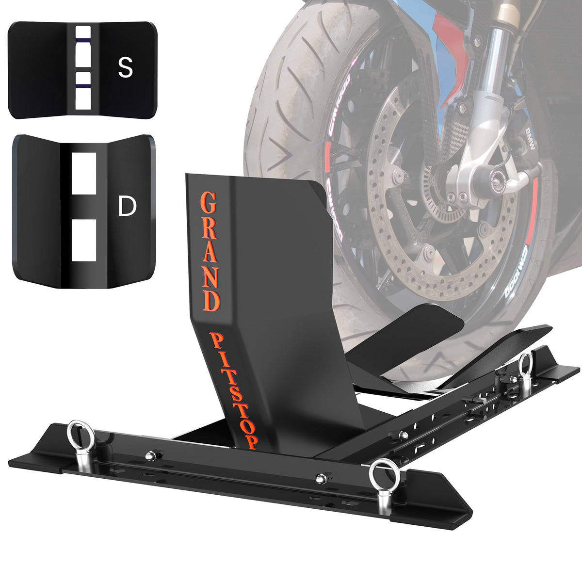 grand pitstop side profile showing adjustable arms for different tire widths