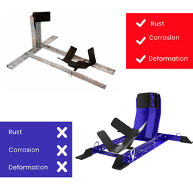 GRAND PITSTOP chock mounted in trailer keeping motorcycle secure