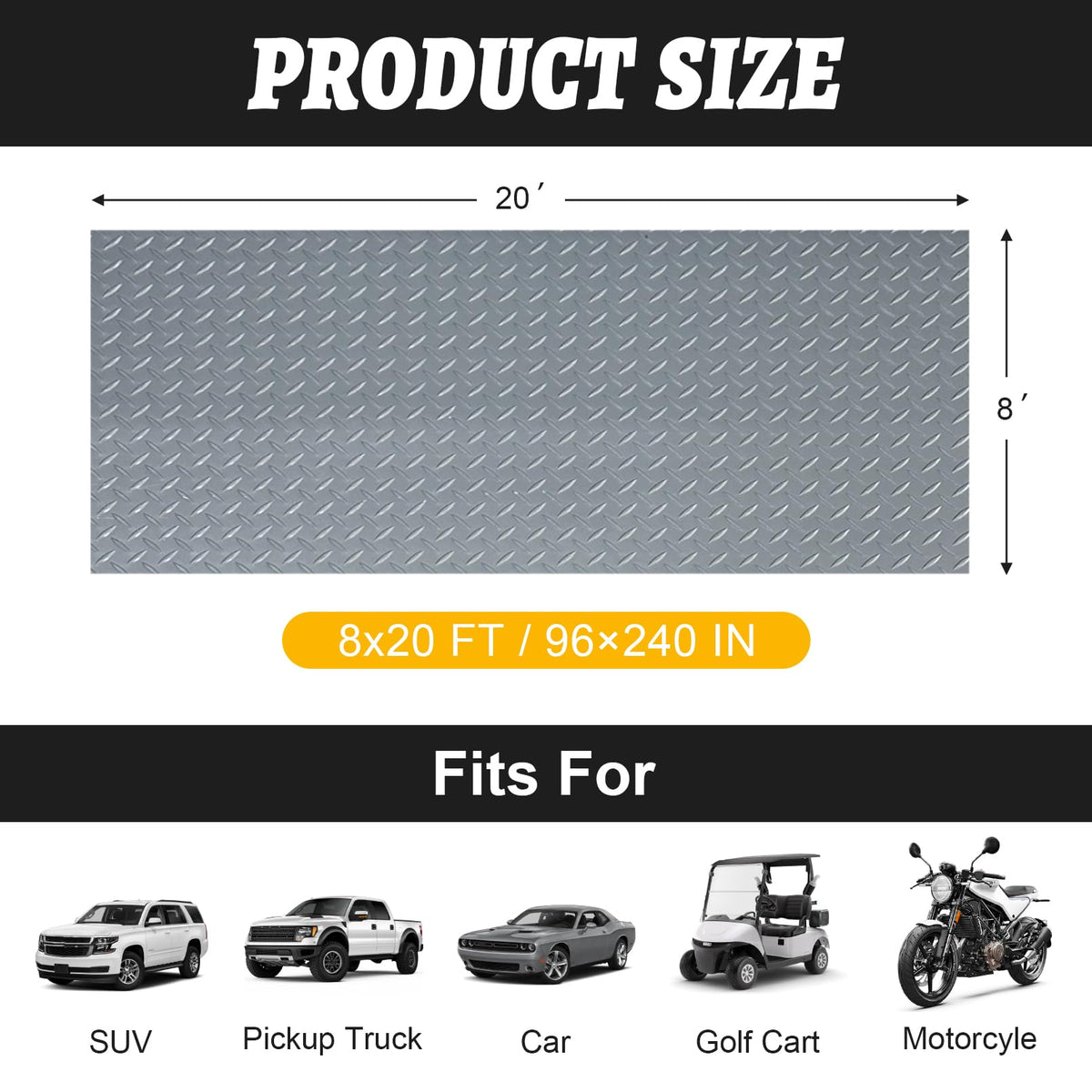 Grandroad auto close-up of diamond plate texture providing extra grip