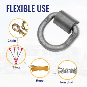 Grandroad auto D-ring in use on trailer securing cargo for safer transport