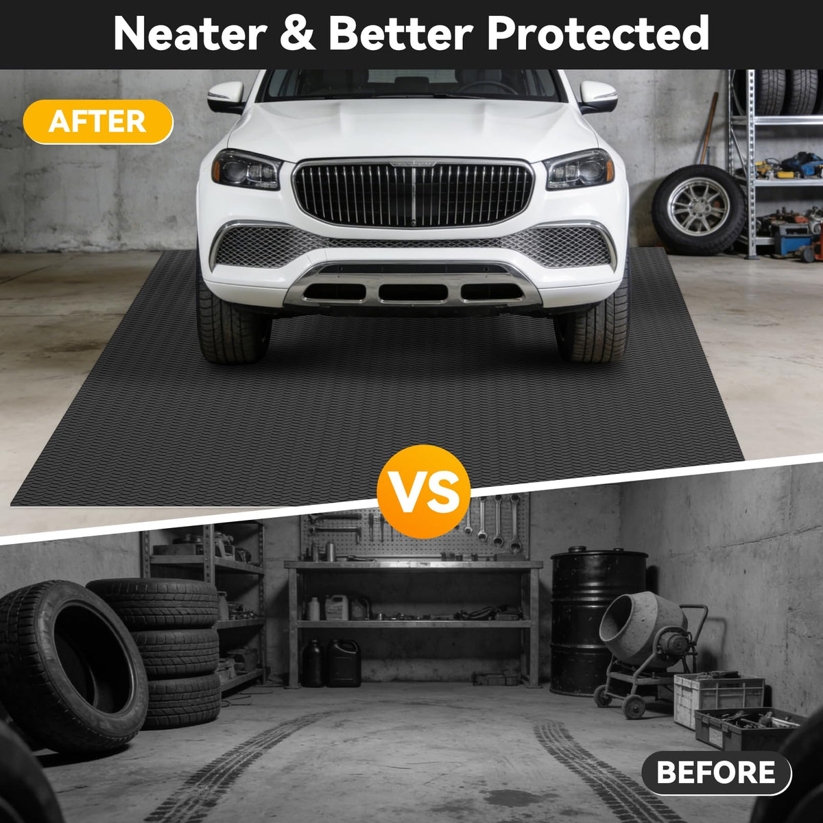 Grandroad auto edge with included tape applied, secures mat to prevent shifting