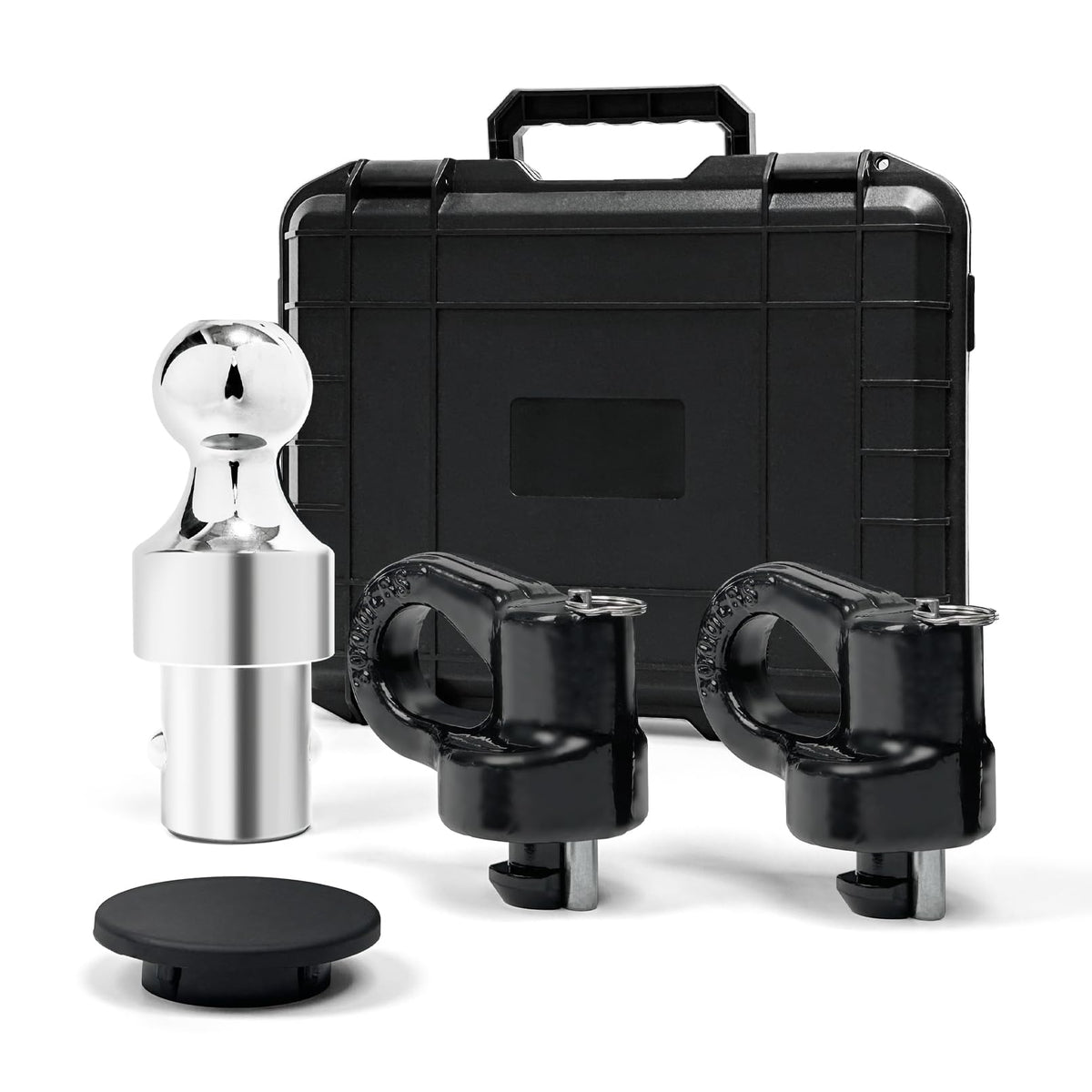 Grandroad auto front packaging showing complete gooseneck ball kit and benefits