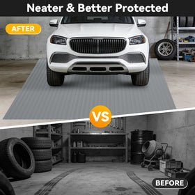 Grandroad auto installed in two-car garage offering durable floor protection
