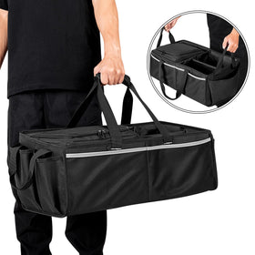 GRAOSO organizer installed in Tesla frunk demonstrating precise fit and space use