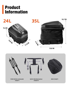 Grapelet expanded bag with helmet inside showing increased 35L capacity benefit