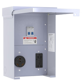 Gravimorph front panel closed showing durable steel enclosure and secure cover for weather protection