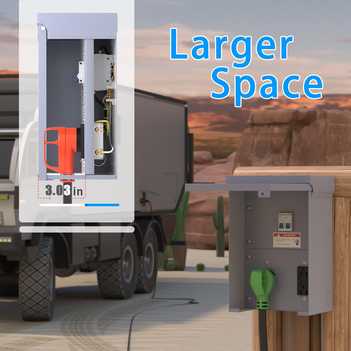 Gravimorph panel interior showing knockouts and rear mounting holes for flexible cable entry