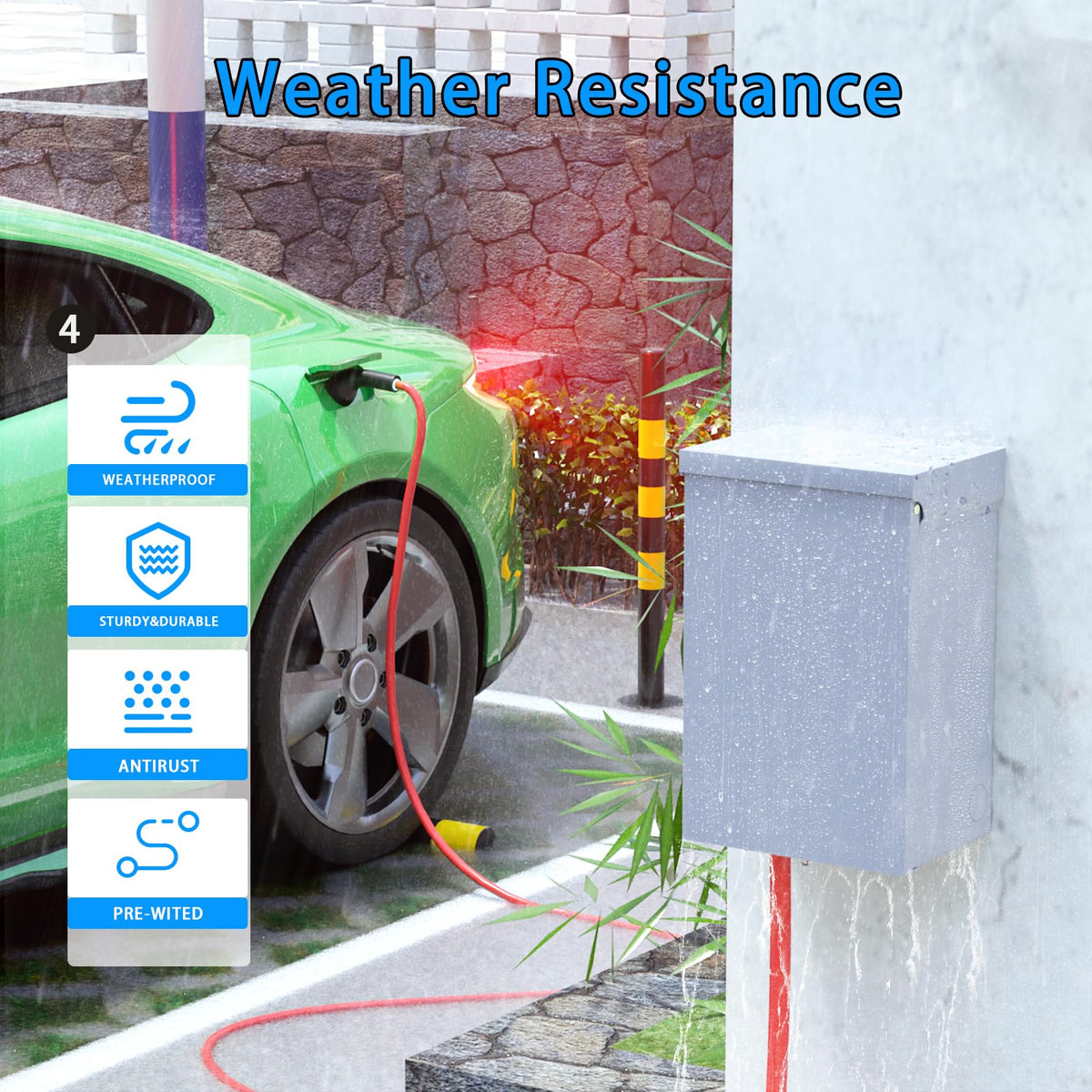 Gravimorph panel mounted beside RV in campsite providing quick shore power and tidy installation