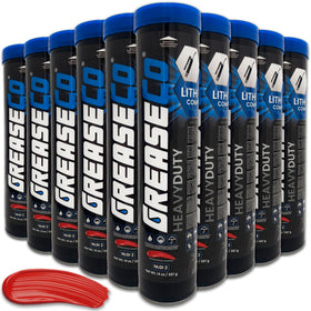 GREASECO front packaging 10-pack showing cartridges and brand benefit